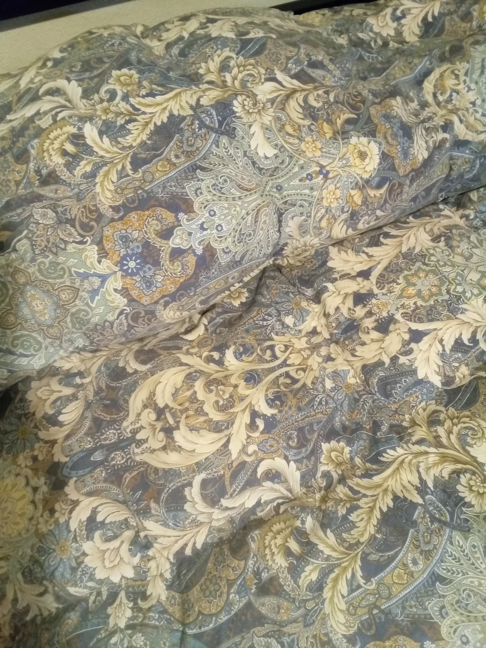oeko-tex Standard 100 Paisley Comforter in Blue/Cream Tones King Sz. L 90